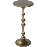 Passeo 10"W Round Pedestal End Table in Gold Metal