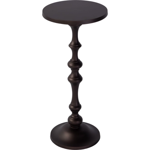 Passeo 10"W Round Pedestal End Table in Bronze Metal