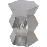 Renzo 16"W End Table in Silver Stainless Steel