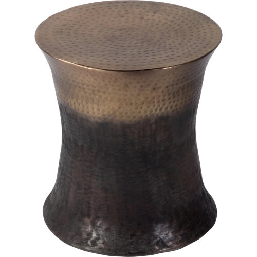 Galveston 14" Round End Table in Distressed Brown & Bronze Stainless Steel