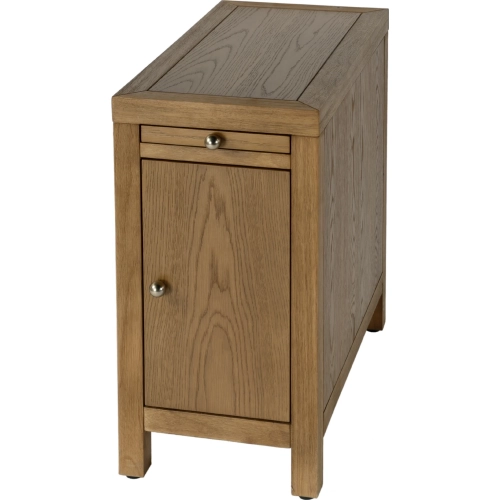 Nora 12"W 1 Door Narrow End Table w/ Pull Out Tray in Natural Finish Wood