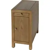 Nora 12"W 1 Door Narrow End Table w/ Pull Out Tray in Natural Finish Wood