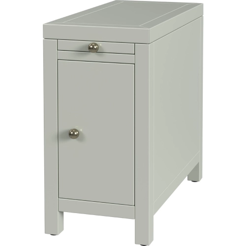 Nora 12" 1 Door Narrow End Table w/ Pull Out Tray in Sage Green Wood