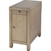 Nora 12"W 1 Door Narrow End Table w/ Pull Out Tray in Light Brown Finish Wood