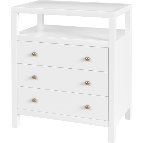 Nora 27"W 3 Drawer Tall Nightstand w/ Shelf in Smooth White Finish Wood