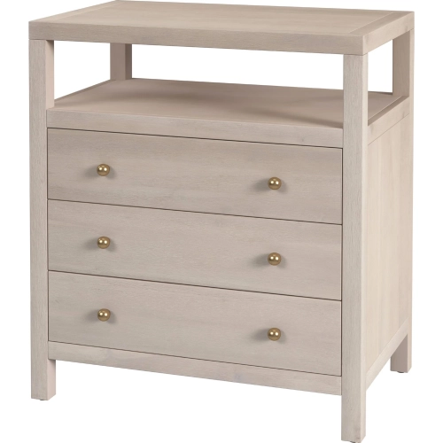 Nora 27"W 3 Drawer Tall Nightstand w/ Shelf on Top in Taupe Finish Wood