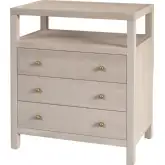 Nora 27"W 3 Drawer Tall Nightstand w/ Shelf on Top in Taupe Finish Wood