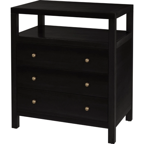 Nora 27"W 3 Drawer Tall Nightstand w/ Shelf in Coffee Finish Wood