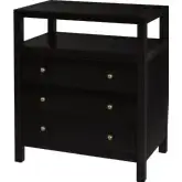 Nora 27"W 3 Drawer Tall Nightstand with Shelf in Coffee Finish Wood