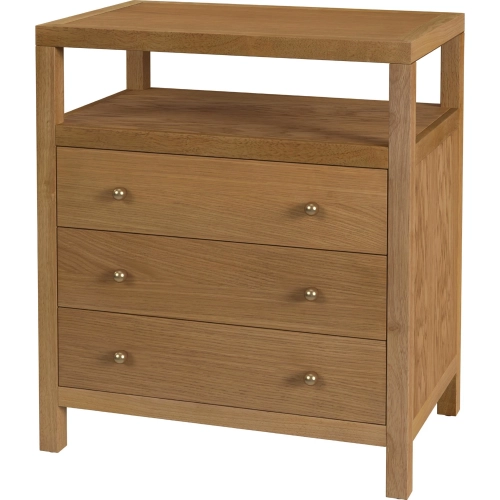 Nora 27"W 3 Drawer Tall Nightstand w/ Shelf in Natural Finish Wood
