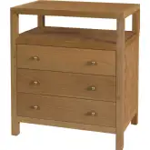 Nora 27"W 3 Drawer Tall Nightstand w/ Shelf in Natural Finish Wood