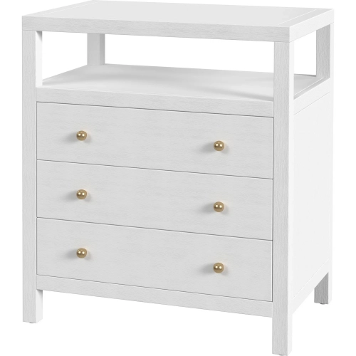 Nora 28" 3-Drawer Tall Nightstand with Top Shelf in Textured White Wood