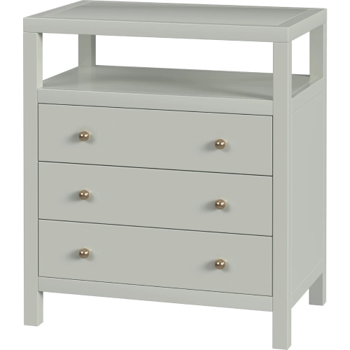 Nora 27" 3 Drawer Nightstand w/ Shelf in Sage Green Wood