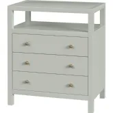 Nora 27" 3 Drawer Nightstand w/ Shelf in Sage Green Wood