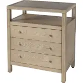 Nora 27"W 3 Drawer Tall Nightstand with Shelf in Light Brown Finish Wood