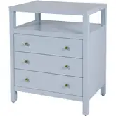 Nora 28" 3-Drawer Tall Nightstand with Top Shelf in Light Blue Wood