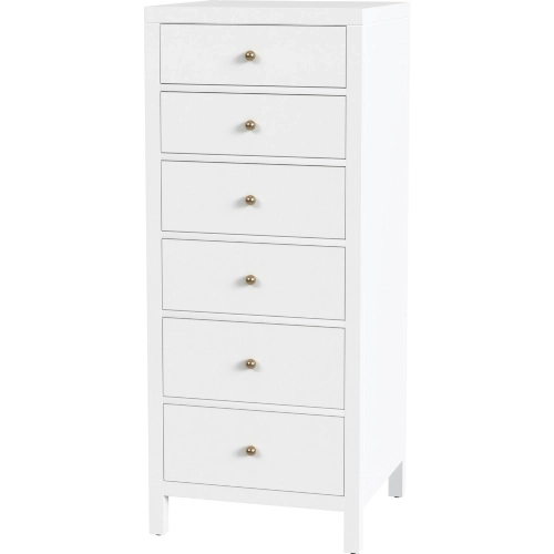 Nora 22" 6 Drawer Lingerie Chest in Smooth White Wood