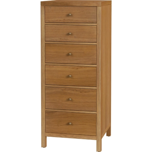 Nora 22"W 6 Drawer Lingerie Chest in Natural Finish Wood