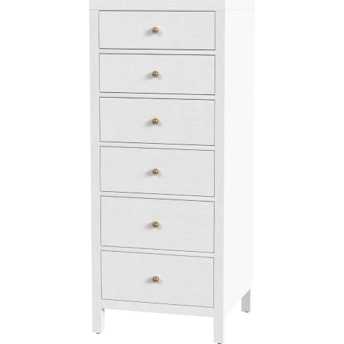 Nora 22" 6 Drawer Lingerie Chest in Textured White Wood