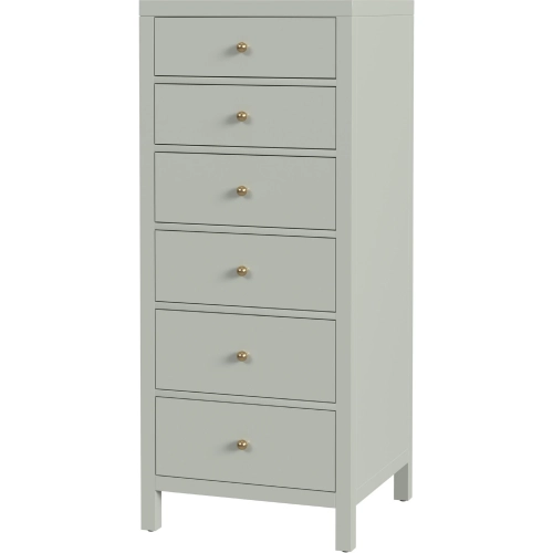 Nora 22" 6 Drawer Lingerie Chest in Sage Green Wood
