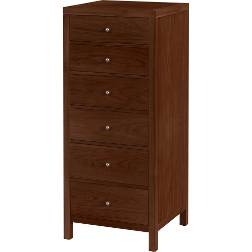 Nora 22" 6-Drawer Lingerie Chest in Walnut Brown Wood