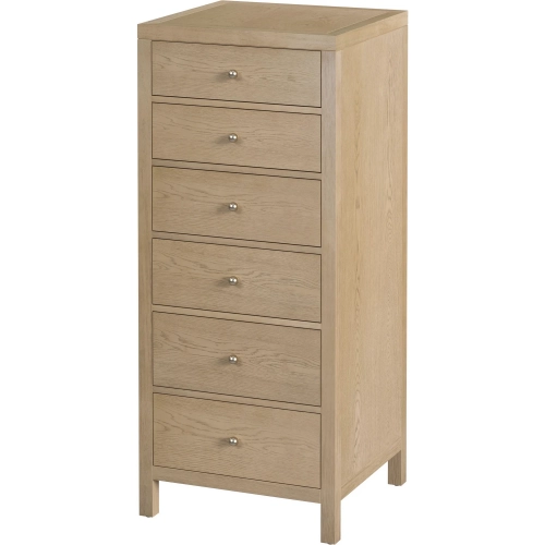 Nora 22" 6-Drawer Lingerie Chest in Light Oak Brown Wood