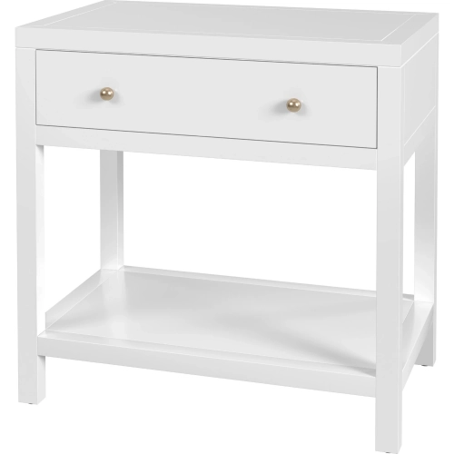 Nora 30"W 1 Drawer Wide Nightstand w/ Lower Shelf in White Finish Wood