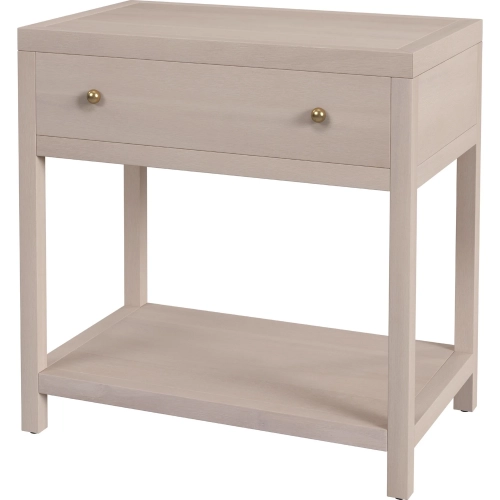 Nora 30"W 1 Drawer Wide Nightstand with Lower Shelf in Taupe Finish Wood