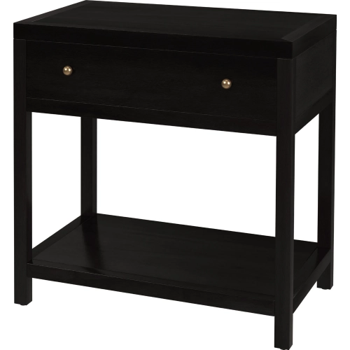 Nora 30"W 1 Drawer Wide Nightstand w/ Lower Open Shelf in Coffee Brown Finish Wood