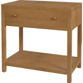Nora 30"W 1 Drawer Wide Nightstand with Lower Open Shelf in Natural Finish Wood