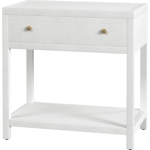 Nora 30" 1-Drawer Wide Nightstand with Lower Shelf in White Wood
