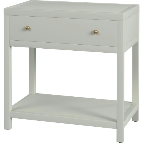 Nora 30" 1-Drawer Wide Nightstand with Lower Shelf in Sage Green Wood
