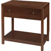Nora 30"W 1 Drawer Wide Nightstand w/ Lower Open Shelf in Medium Brown Finish Wood