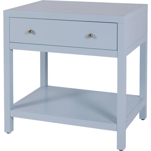 Nora 30" 1-Drawer Wide Nightstand with Lower Shelf in Light Blue Wood
