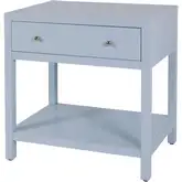 Nora 30" 1-Drawer Wide Nightstand with Lower Shelf in Light Blue Wood