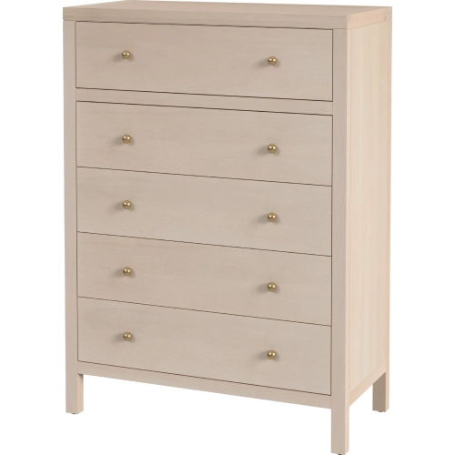 Nora 36"W 5 Drawer Tall Dresser in Taupe Finish Wood