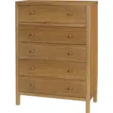 Nora 36"W 5 Drawer Tall Dresser in Natural Finish Wood