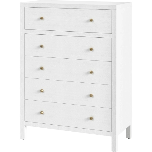 Nora 36" 5 Drawer Dresser in White Wood
