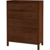 Nora 36" 5 Drawer Dresser in Walnut Brown Wood