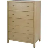 Nora 36" 5-Drawer Tall Dresser in Light Oak Brown Finish Wood