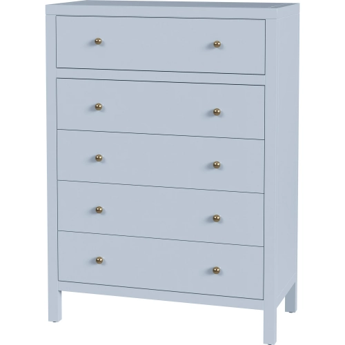 Nora 36" 5-Drawer Tall Dresser in Light Blue Finish Wood