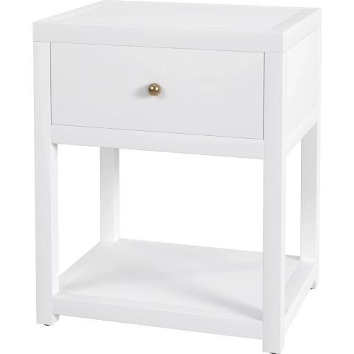 Nora 21"W 1 Drawer Small Nightstand w/ Lower Open Shelf in Smooth White Finish Wood