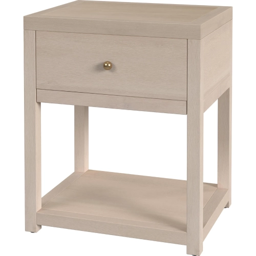 Nora 21"W 1 Drawer Small Nightstand w/ Lower Open Shelf in Taupe Finish Wood