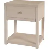 Nora 21"W 1 Drawer Small Nightstand w/ Lower Open Shelf in Taupe Finish Wood