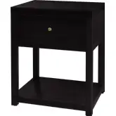 Nora 21"W 1 Drawer Small Nightstand with Lower Open Shelf in Coffee Finish Wood