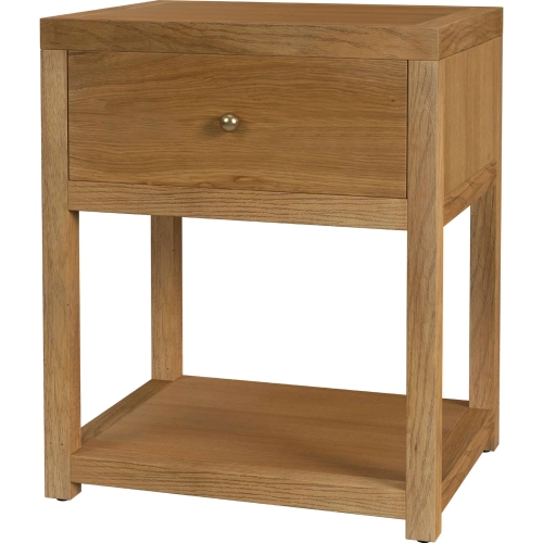 Nora 21"W 1 Drawer Small Nightstand w/ Lower Open Shelf in Natural Finish Wood
