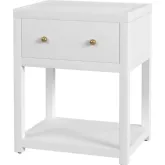 Nora 21" 1 Drawer Nightstand w/ Lower Shelf in White Wood