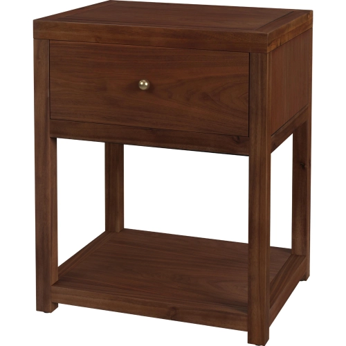 Nora 21"W 1 Drawer Small Nightstand w/ Lower Open Shelf in Walnut Finish Wood