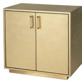 Medera 32" 2 Door Accent Cabinet in Antique Gold Leather & Brass