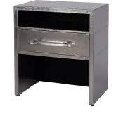 Allman 24" 1 Drawer Nightstand w/ Open Shelf in Silver Leather